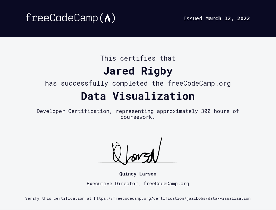 Data visualisation certification